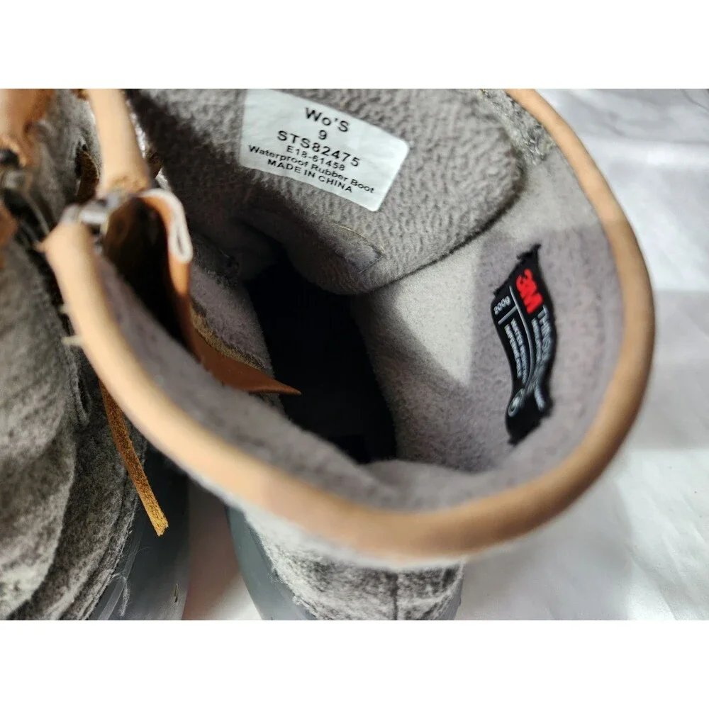 Sperry Top-Sider Women's 9 Gray Saltwater Wool Embossed Insulated Duck Boots